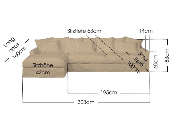 Leinen - Sofa BIARRITZ NEW LIN stonewashed