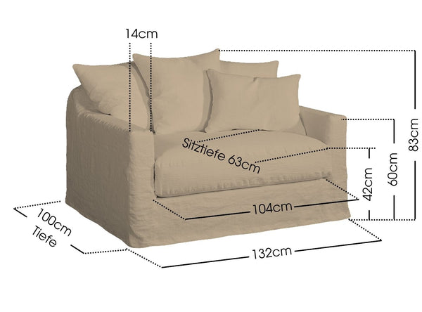 Leinen - Sofa BIARRITZ NEW LIN stonewashed