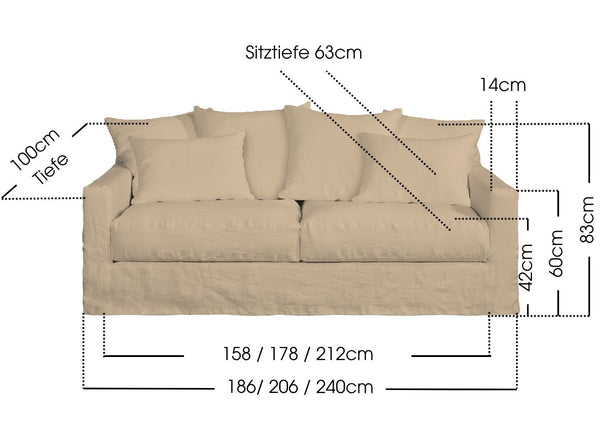 Leinen - Sofa BIARRITZ NEW LIN stonewashed