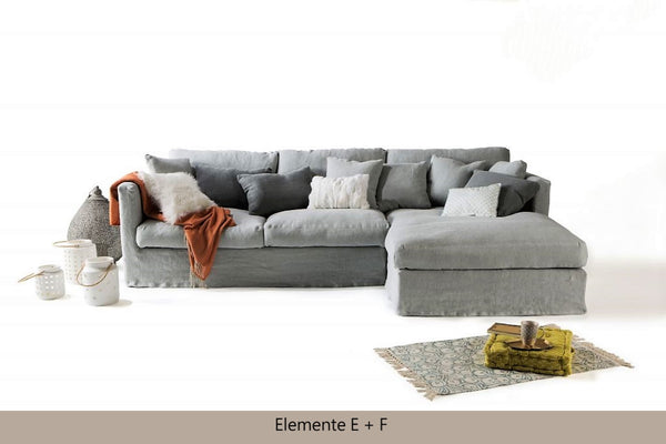 Sofa in grau extra weich, Ecksofa mit Ottomane
