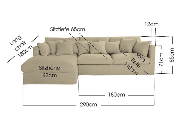 Leinen Sofa NOMAD SWEET LIN Landhausstil