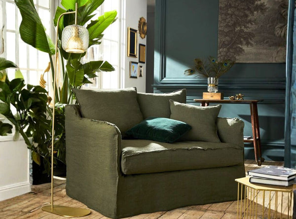 Leinen Sessel mit Bett 80x200 cm