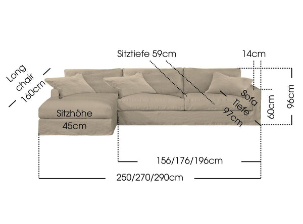 Linen - sofa bed BIDART NEW LIN stonewashed
