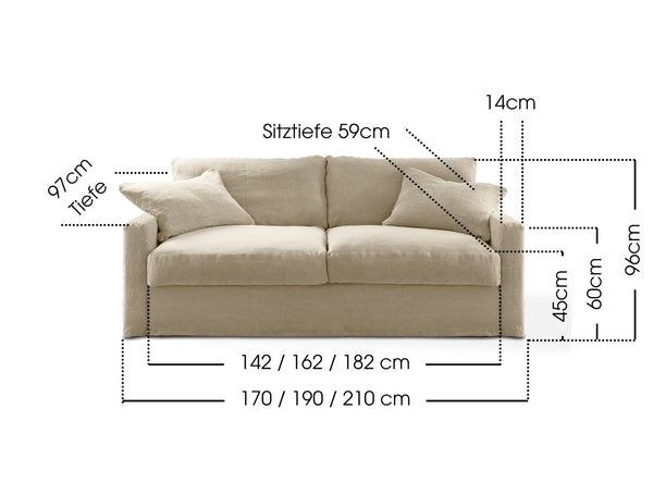 Linen - sofa bed BIDART NEW LIN stonewashed