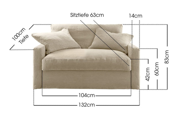 Leinen Relax Sessel mit abnehmbaren Bezügen. Lesesessel. Lovechair. 