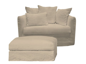 Relaxsessel mit Hocker – Figari mit waschbarem Leinenbezug – Style4Rooms