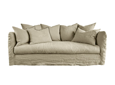 Figari 4-Sitzer Sofa – sofa weich und gemütlich aus Leinen mit durchgehendem Sitzkissen, beige, 2 meter, 4 personen