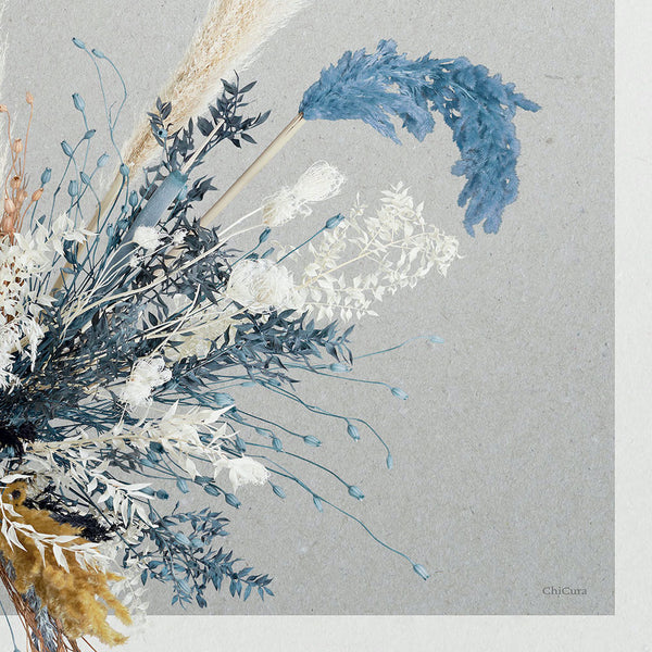 AFFICHE Vintage flower blue