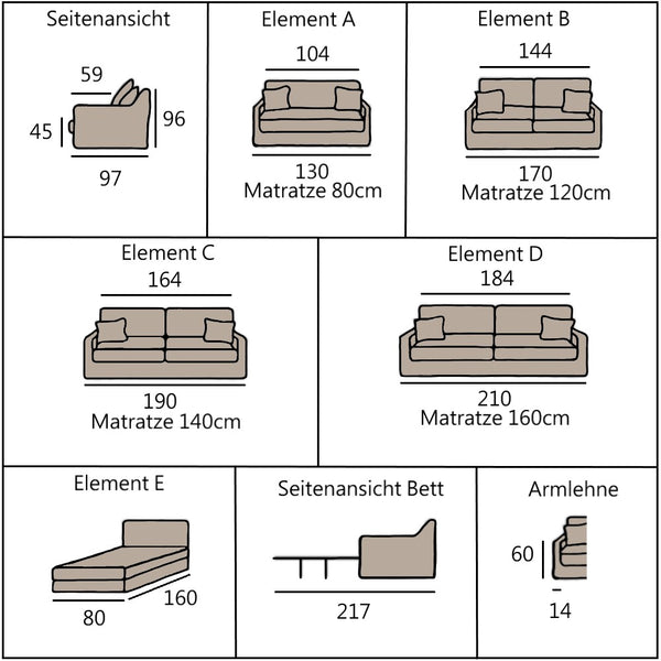 Linen - sofa bed BIDART NEW LIN stonewashed