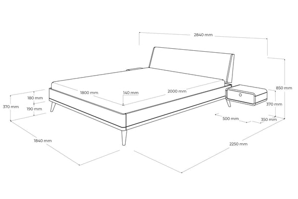 TERRA bed with nightstand